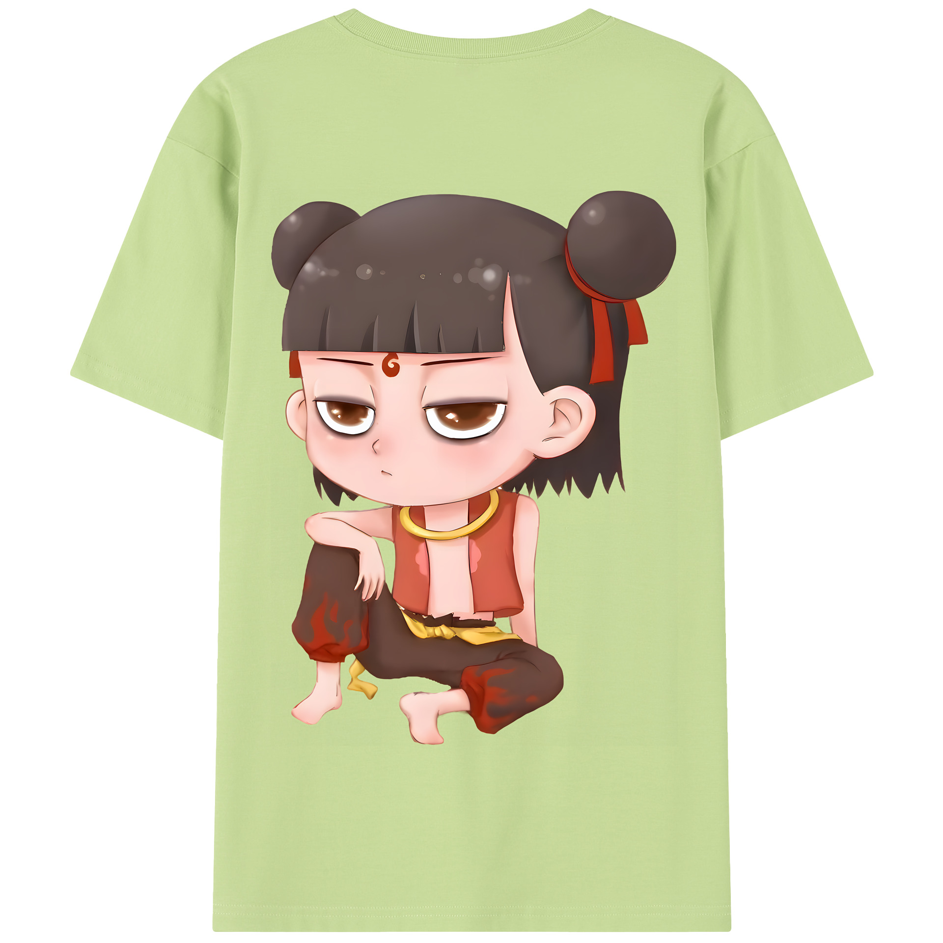 （画像用） Ne Zha 2 ナタ 魔童の大暴れ 綿100％半袖Tシャツ（背面プリント）